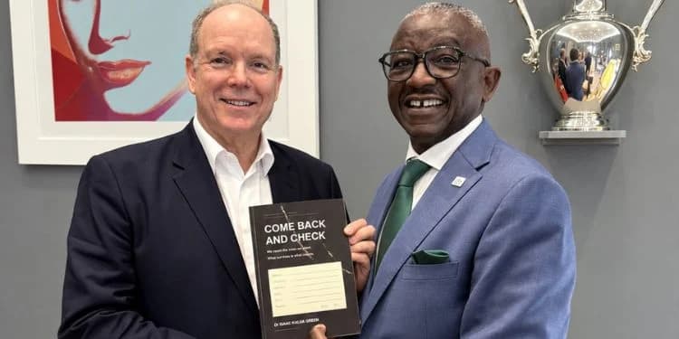 Kenyan Environmentalist Kalua Presents New Book to Prince Albert II of Monaco
