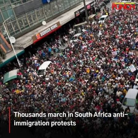 Thousands of anti-migrant protesters march in South Africa amid heavy police presence