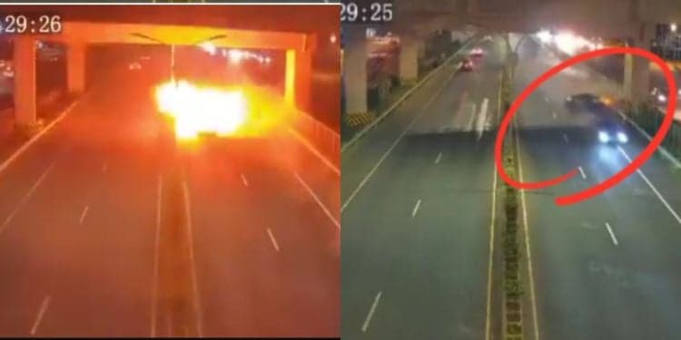 CCTV Footage Captures Moments Before Vehicle Bursts into Flames Near Ole Sereni