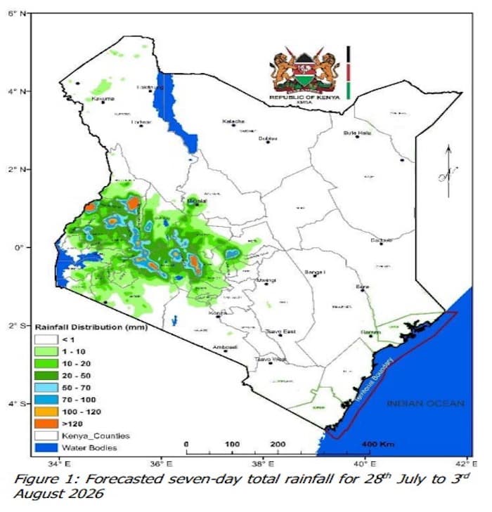 Rainfall expected in North Rift, Western Kenya after long dry spell