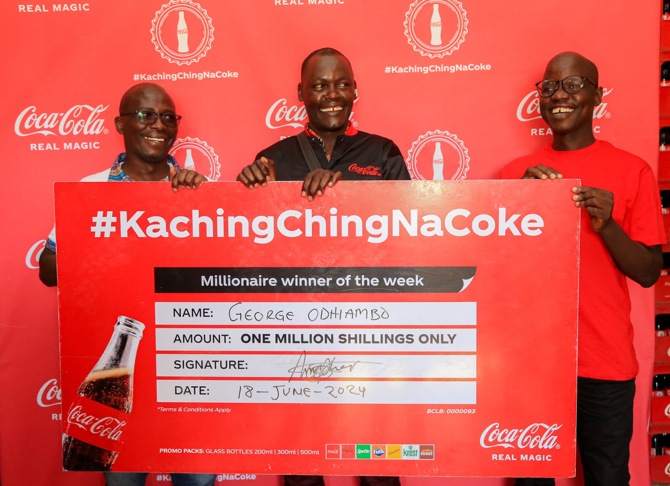 George Odhiambo is the third Ksh. 1M winner in the Kachingching Na Coke promotion