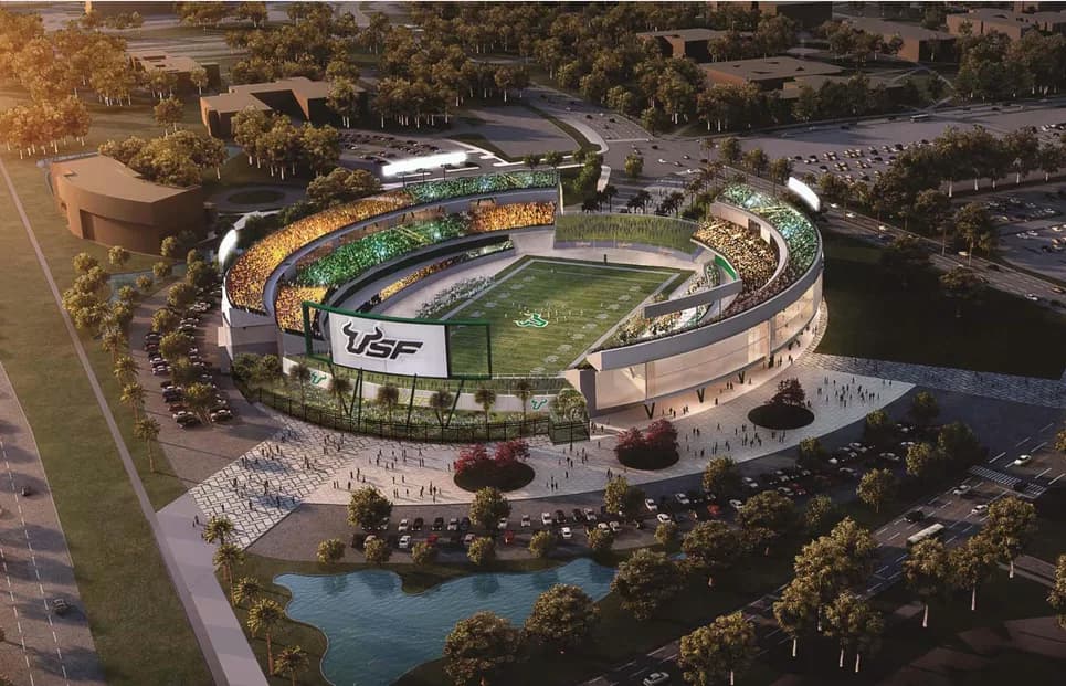 $348.5M USF On-Campus Football Stadium Chugs Ahead with Latest Renderings Unveiled