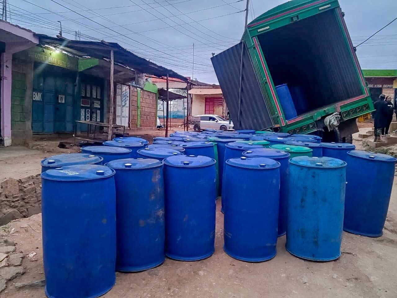 Two Arrested as Police Seize 123 Drums of Suspected Illicit Ethanol in Namanga