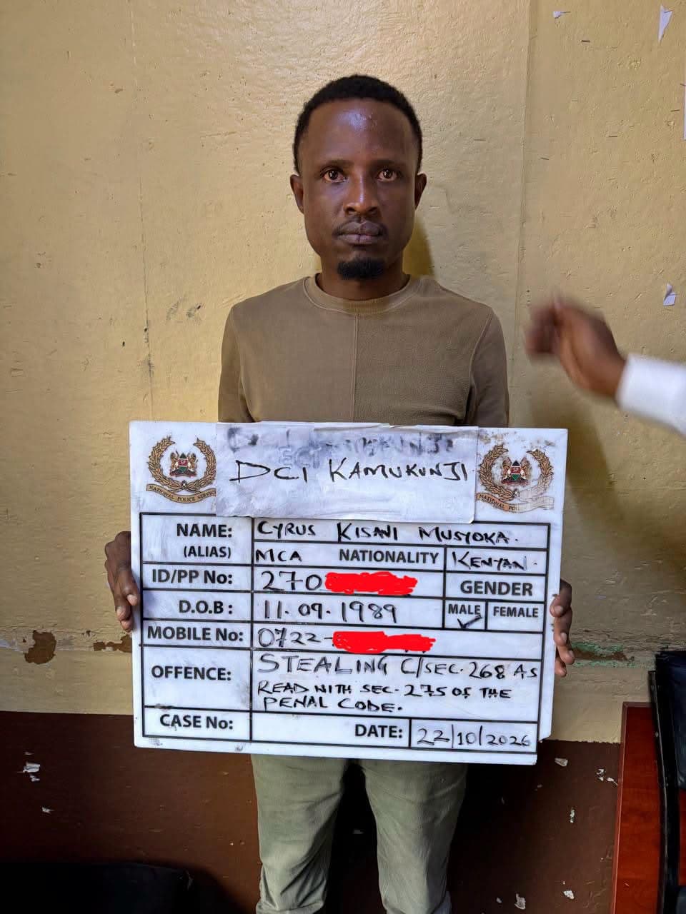Kitui MCA Arrested Over Alleged Phone Thefts in Nairobi CBD