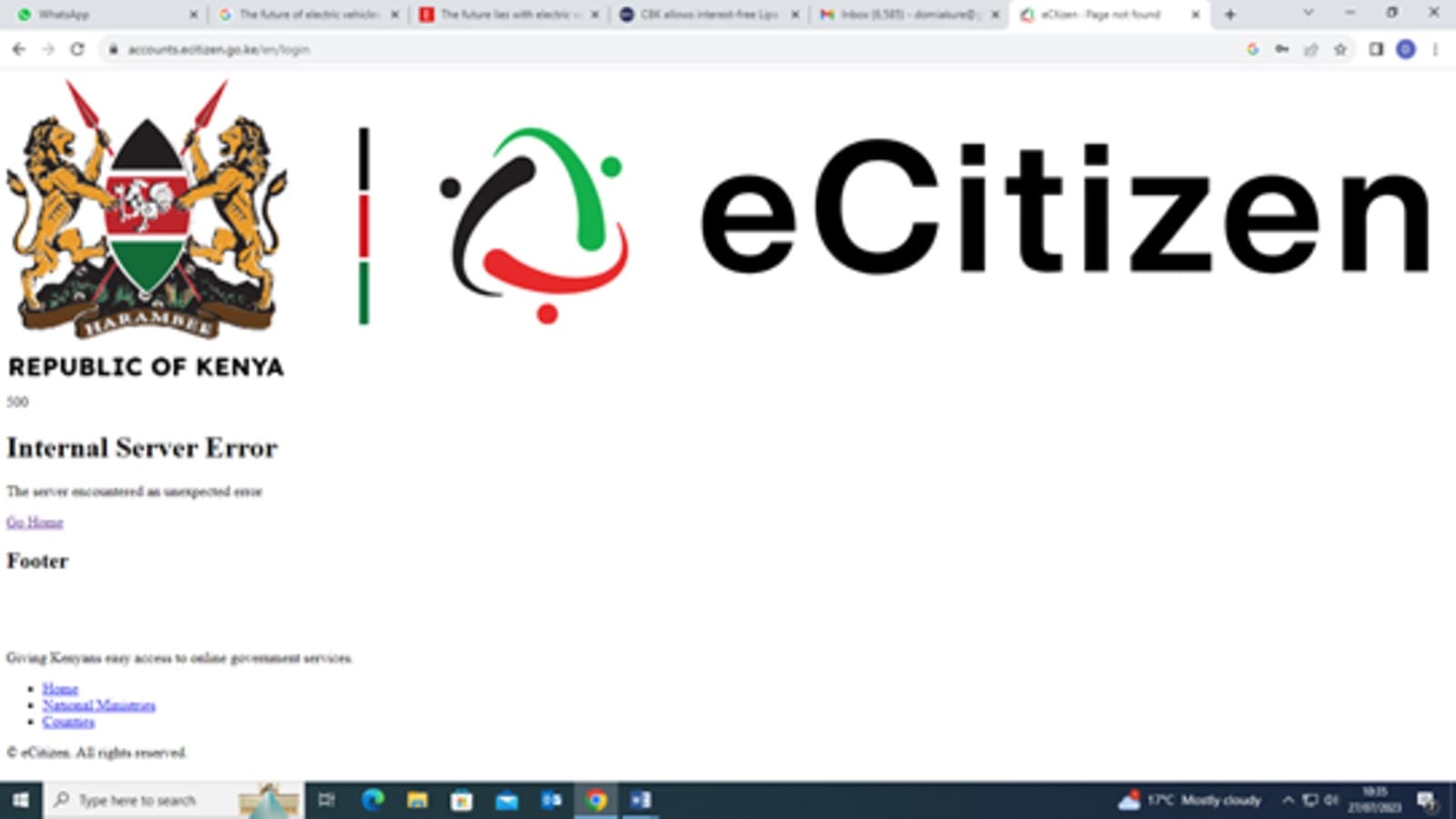 eCitizen Payment Service Unavailable